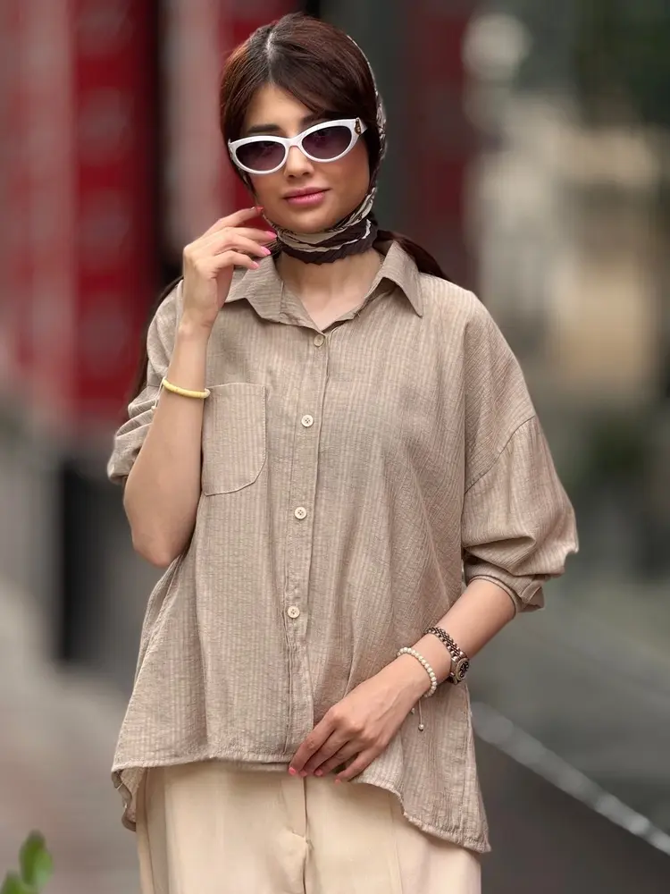 شومیز حریر شیشه ایی پری